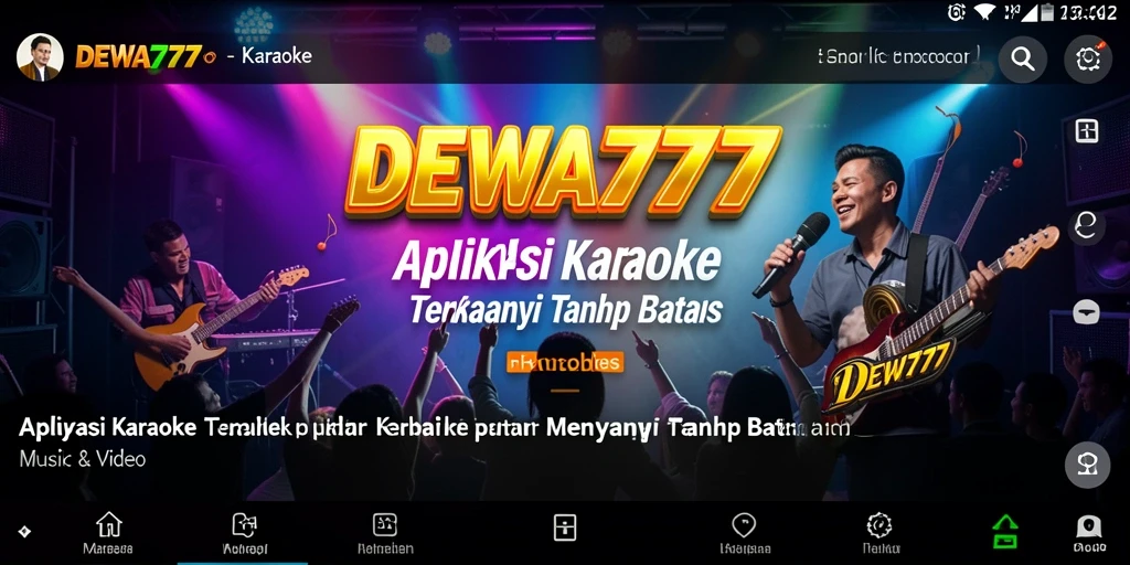 Antarmuka DEWA777 dengan pilihan lagu karaoke yang lengkap.