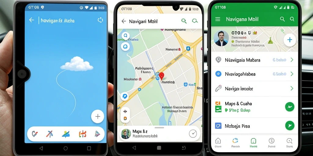 Antarmuka aplikasi GT108 yang mudah digunakan untuk navigasi mobil.