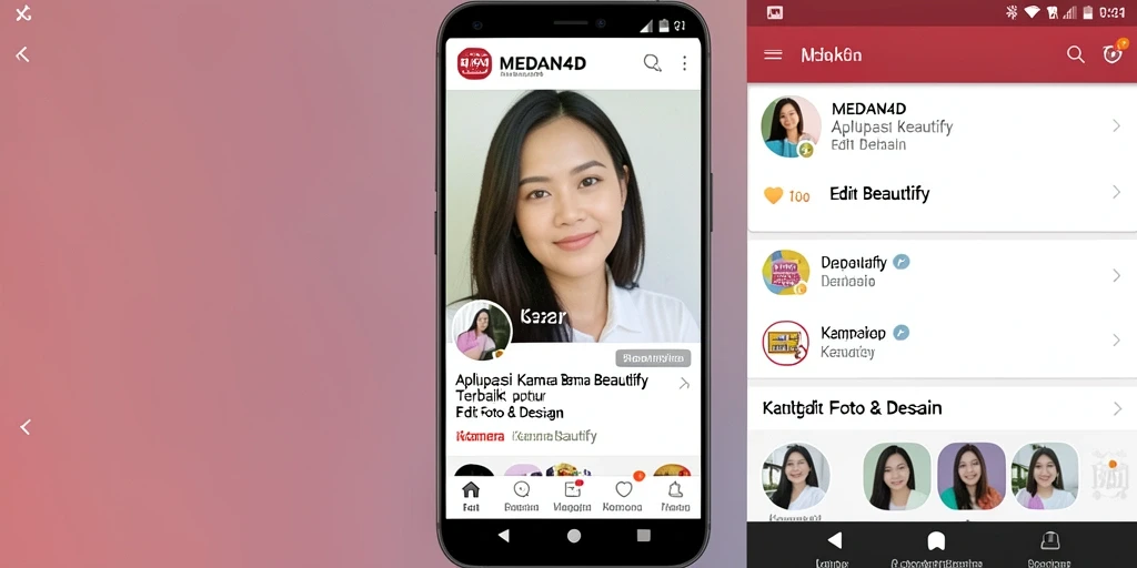 Tampilan antarmuka MEDAN4D untuk pengeditan foto dengan fitur Kamera Beautify.